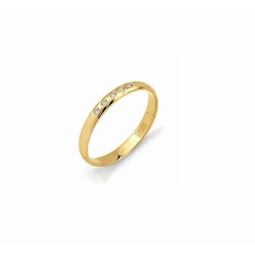 Кольцо АЛЬКОР кольцо из золота 1309-100, красное золото, 585 проба, бриллиант, размер 18.5, бесцветный
