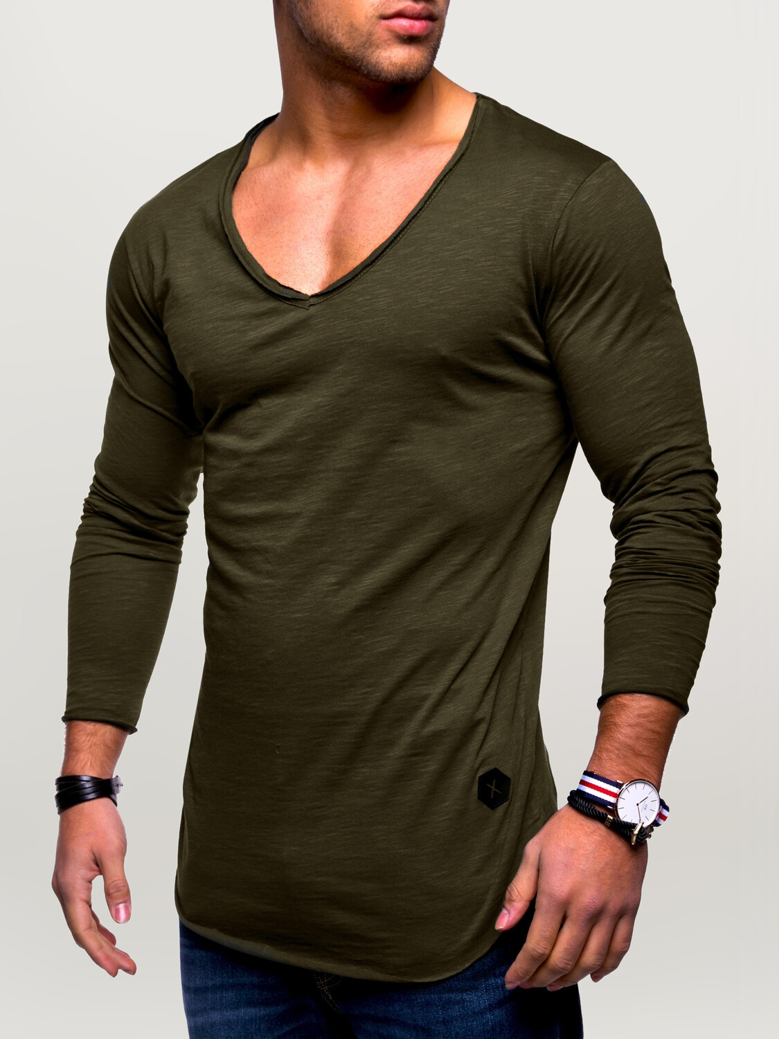 Лонгслив behype NUKE L/S, темно зеленый
