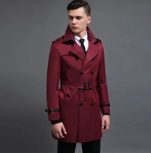 Весна-Осень 2020, новый дизайнерский Повседневный Тренч, мужское длинное пальто, Мужская одежда, приталенное пальто с длинным рукавом, Европейская мода