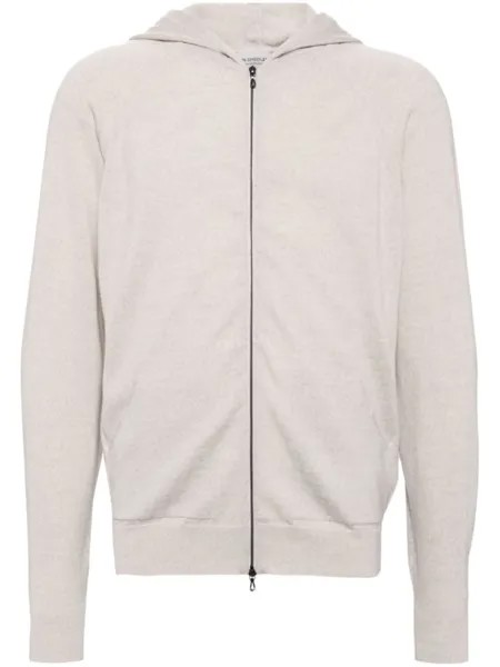 John Smedley толстовка с капюшоном из мериносовой шерсти на молнии, нейтральный цвет