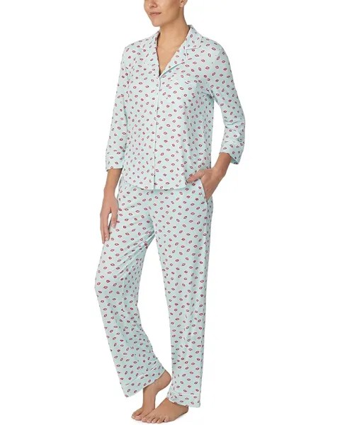 Пижамный комплект Kate Spade New York 3/4 Notch PJ Set, цвет Blue Glow Lips