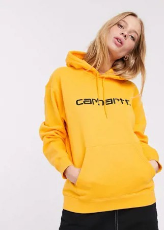 Oversize-худи с вышитым логотипом Carhartt WIP-Оранжевый