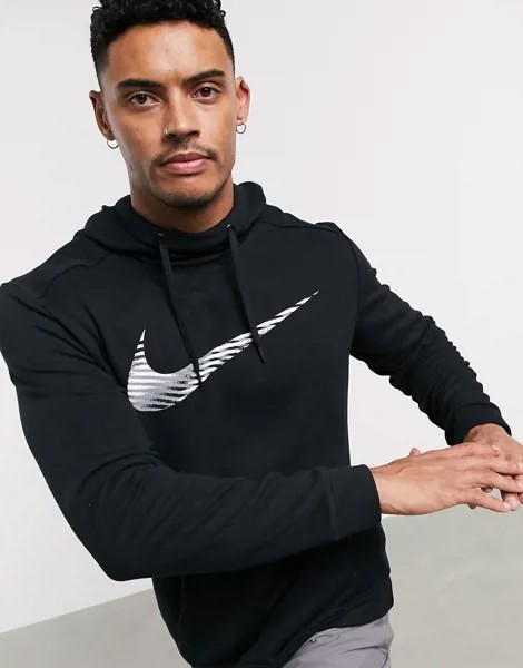 Черный худи с логотипом-галочкой Nike Training Dri-Fit