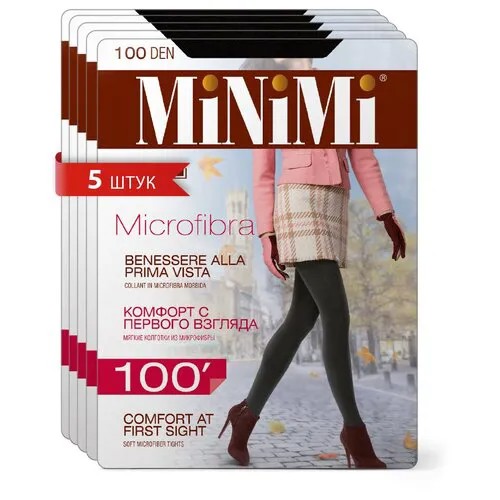 Колготки MiNiMi Microfibra, 100 den, 5 шт., размер 4/L, черный