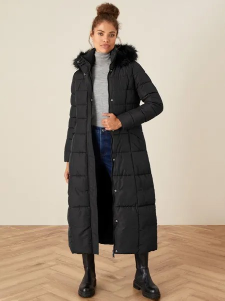 Стеганое длинное пальто Morgan Monsoon, черный