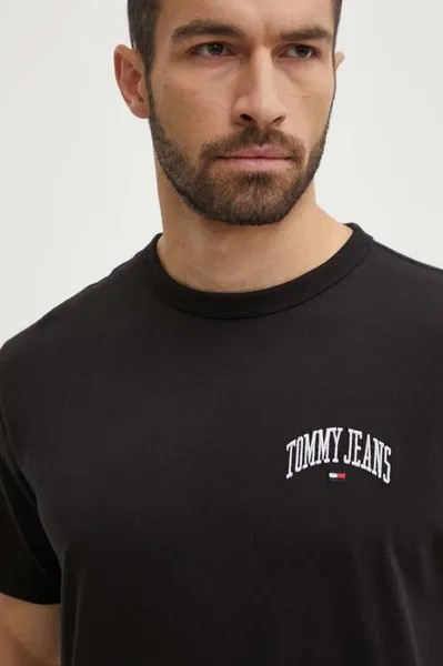 Хлопковая футболка Tommy Jeans, черный