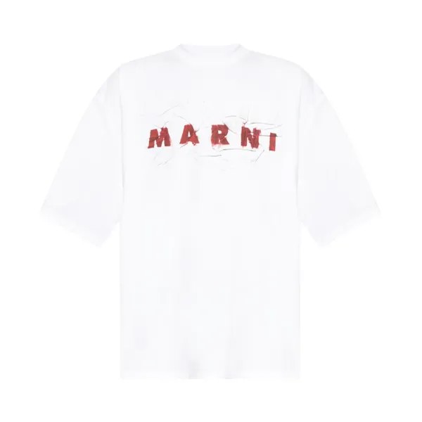Футболка Marni Wrinkled Jersey T-Shirt, цвет Lily White