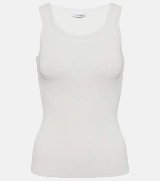 Майка Zemira из крепа в рубчик Max Mara, белый