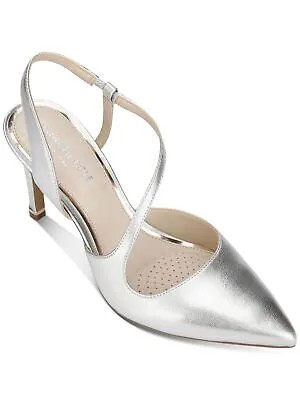 KENNETH COLE Womens Silver Riley 85 Stiletto Slip On Leather Slingback 8 M