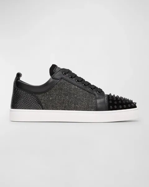 Мужские модные кроссовки Louis Junior Spikes Christian Louboutin, цвет Black/Black Mat