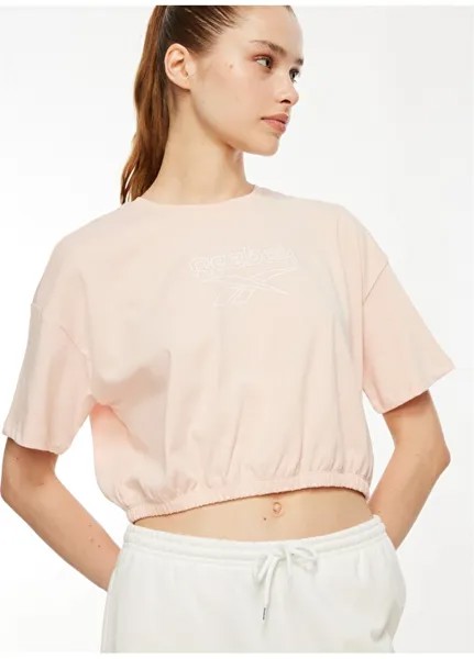 Светло-розовая женская футболка с круглым воротником Reebok