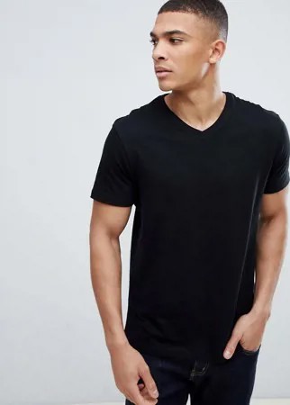 Черная футболка с V-образным вырезом Burton Menswear-Черный