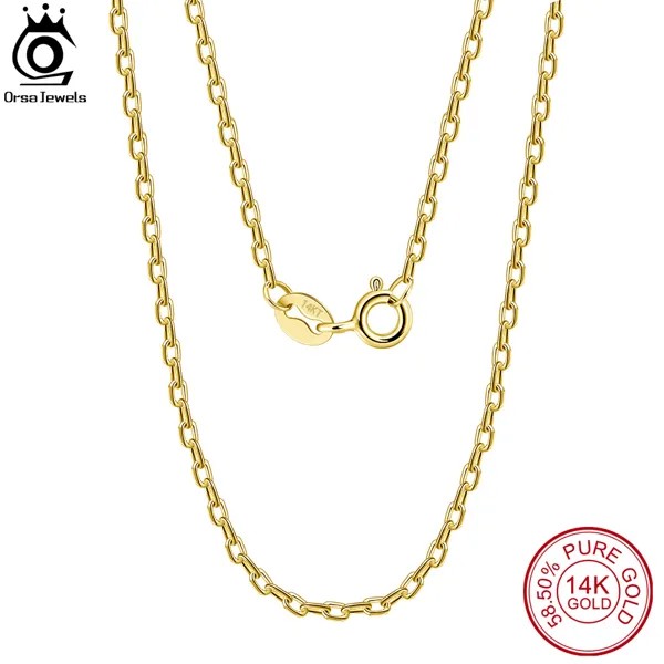 Ожерелье ORSA JEWELS из натурального жёлтого/белого/розового золота 14 к, 0,7/1,0/1,3 мм, цепочка на шею для женщин AU585, ювелирные изделия GC01