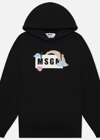 Женская толстовка MSGM Cute Logo Box Hoodie, цвет чёрный, размер M