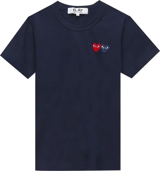 Футболка Comme des Garçons PLAY Double Heart Tee 'Navy', синий