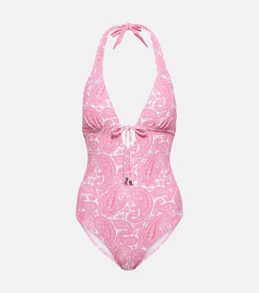 Купальник Ischia с воротником-халтер и принтом Heidi Klein, розовый