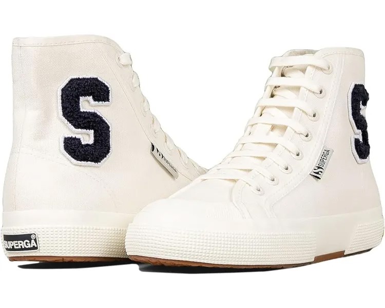 Кроссовки Superga 2295 Cotton Terry Patch, цвет White Avorio/Navy/Full Avorio