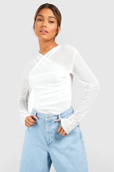 Боди из сетки Boohoo, кремовый