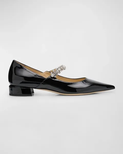 Патентованные балетки Bing с хрустальными ремешками Jimmy Choo, цвет Black