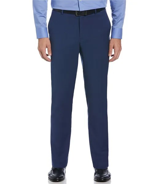 Костюм Perry Ellis Раздельные эластичные однотонные классические брюки узкого кроя с плоской передней частью, синий