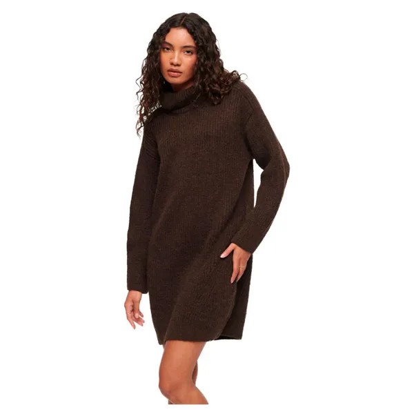 Платье Superdry Knitted Roll Neck, коричневый