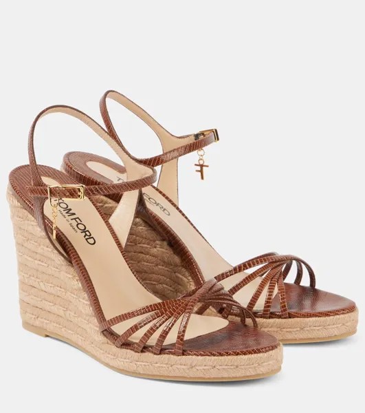 Эспадрильи на танкетке из кожи Cabana Tom Ford, цвет burnt brown