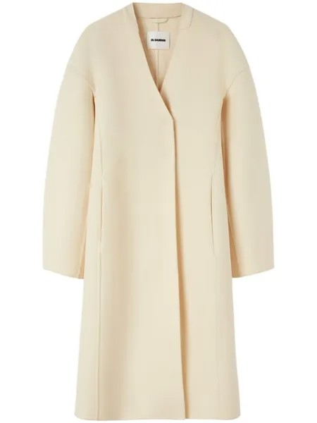 Jil Sander шерстяное пальто с длинными рукавами, нейтральный цвет