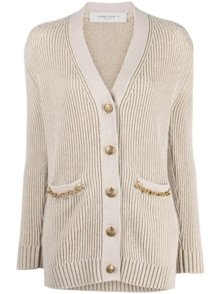 Golden Goose кардиган в рубчик, нейтральный цвет