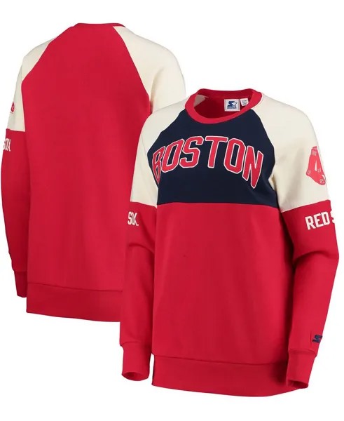 Женский темно-красный пуловер с логотипом Boston Red Sox Baseline реглан с историческим логотипом Starter
