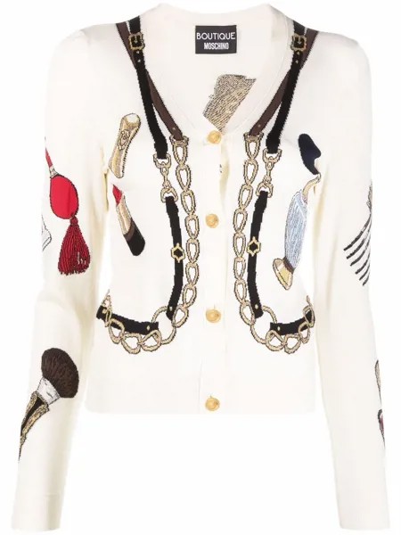 Boutique Moschino intarsia-knit long-sleeve cardigan