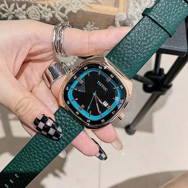 Женские наручные часы с квадратным циферблатом, кварцевые часы с большим циферблатом, роскошные брендовые, 2022