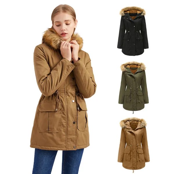 Модные зимние пальто в стиле милитари, Женская хлопковая стандартная куртка, Повседневная парка средней длины, толстое стеганое одеяло, зимняя верхняя одежда