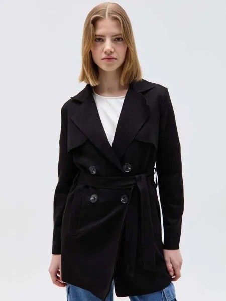 Тренч Corto Doppiopetto Scamosciato Hybrid, цвет black