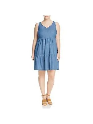JUNAROSE Женское синее платье без рукавов с V-образным вырезом выше колена + расклешенное платье 16