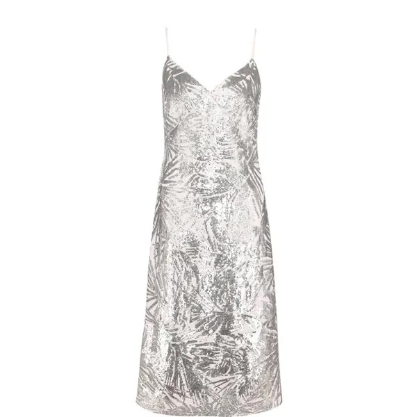 Приталенное шелковое платье-миди с пайетками Michael Kors Collection