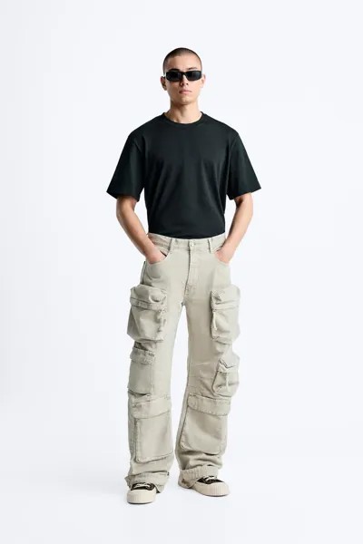 Удобные джинсы с карманами ZARA, камень