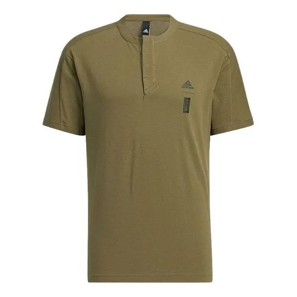 Футболка Men's adidas Solid Color Sports Training Casual Short Sleeve Olive Green T-Shirt, зеленый