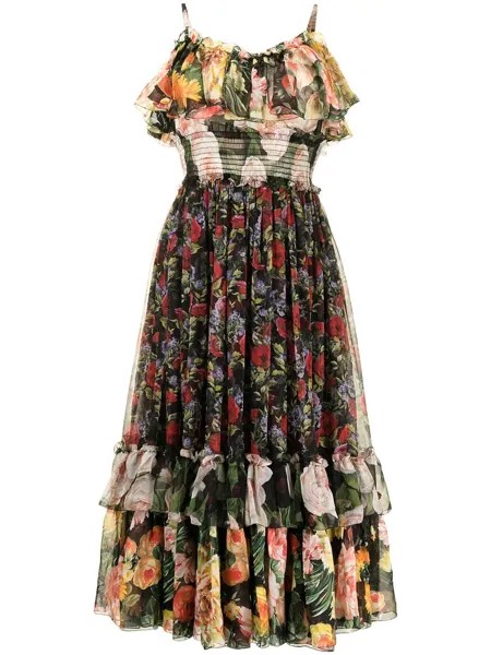 Dolce & Gabbana Pre-Owned платье с оборками и цветочным принтом