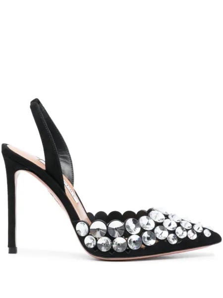 Aquazzura туфли Maxi-Tequila 110 с кристаллами, черный