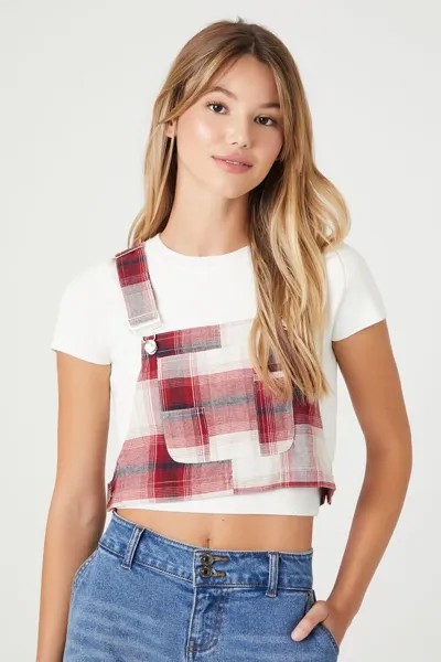 Укороченная рубашка в клетку Forever 21, красный