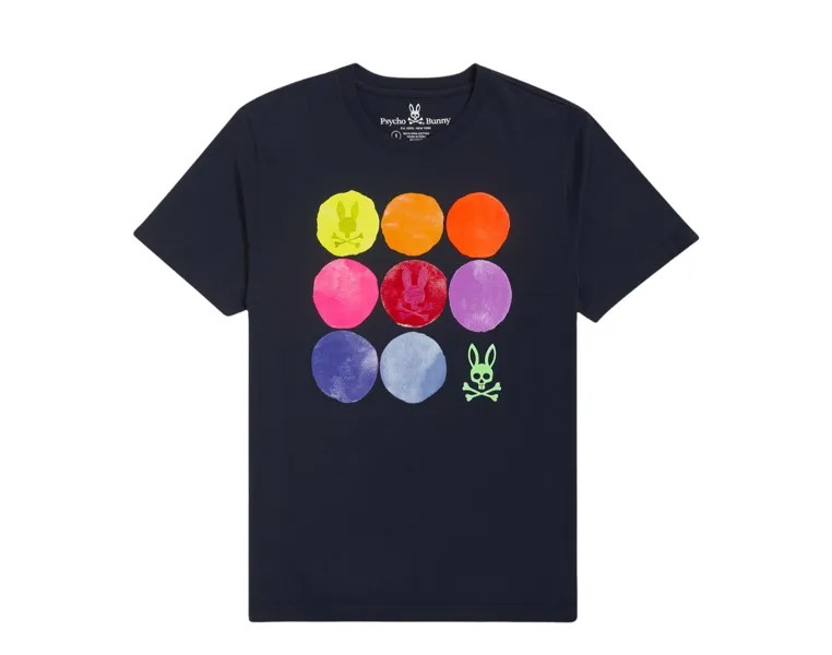 Темно-синяя мужская футболка с рисунком Psycho Bunny Bicknell B6U618R1PC-NVY, синий