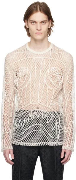 Белая футболка с длинным рукавом в сетку с рисунком Charles Jeffrey Loverboy
