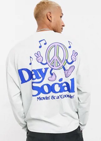 Свободный лонгслив с принтом ASOS Day Social-Фиолетовый
