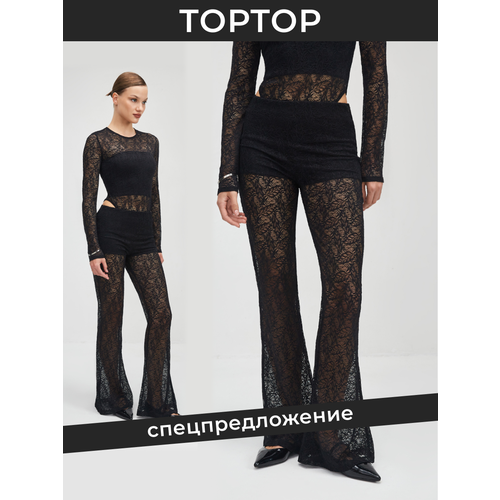 Брюки клеш TOPTOP, размер L, чёрный