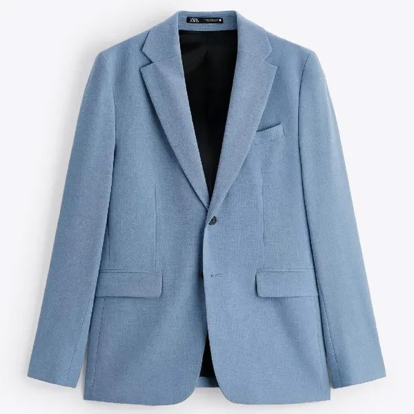 Пиджак Zara Textured Suit, голубой