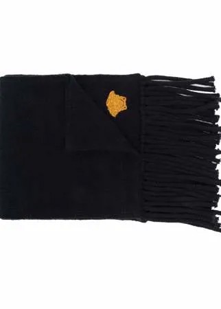 Versace шарф с бахромой и вышивкой