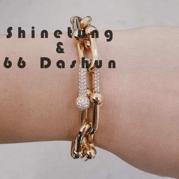 Shinetung 2021 тренд Браслет-цепочка с бриллиантами для мужчин и женщин Роскошные ювелирные изделия подарок с логотипом T цепочка Высокое качеств...