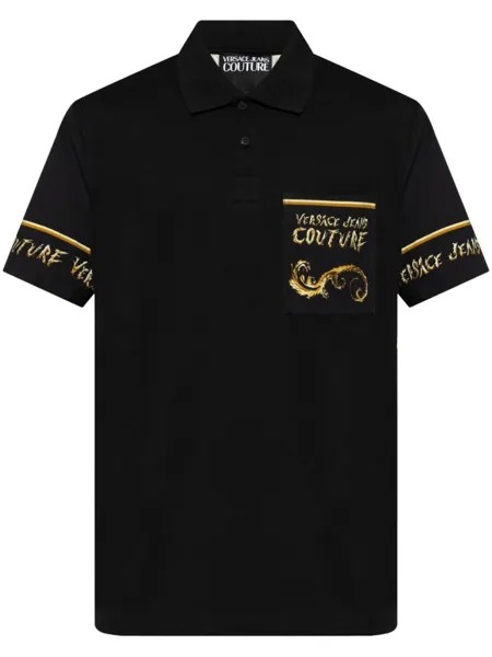 Versace Jeans Couture рубашка поло с логотипом, черный