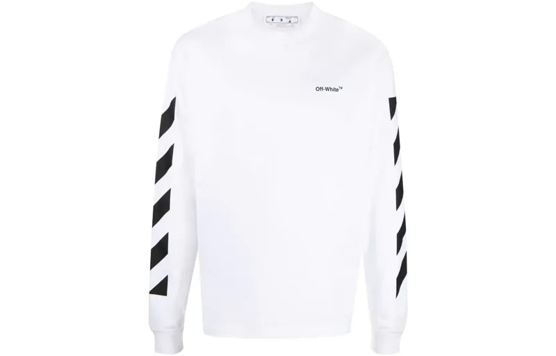 Футболка с длинным рукавом с диагональным узором Helvetica Off-White, белый