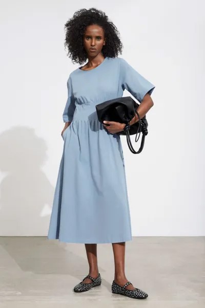 Платье миди с короткими рукавами и другие истории H&M, синий